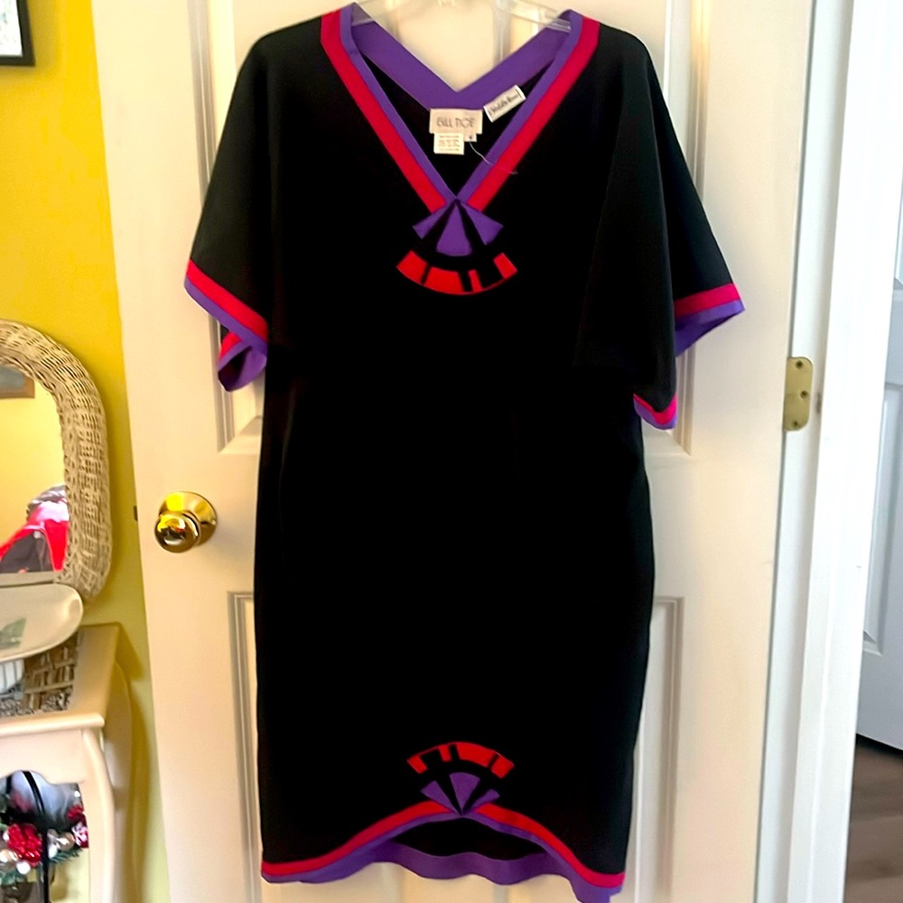 Vintage Women’s Bill Tice Black Tunic S/S Dress. Size Small